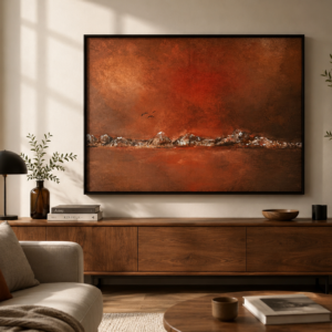 Acrylbild "Braune Berge" – Abstrakte Berglandschaft in warmen Erdtönen, 60x80 cm